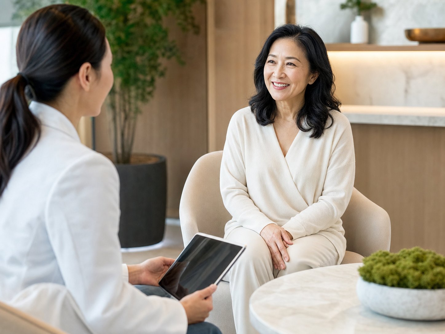 Happy patient after a longevity program consultation